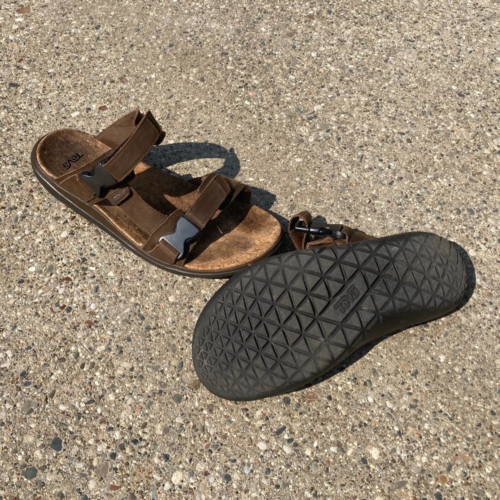 Teva Terra-Float Slide Lux Sandals in "Dark Earth"